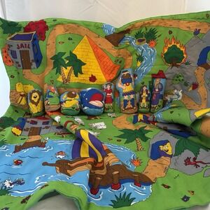 Vintage Cranston Beginners Bible Playmat & Plush Characters COMPLETED Cut N Sew